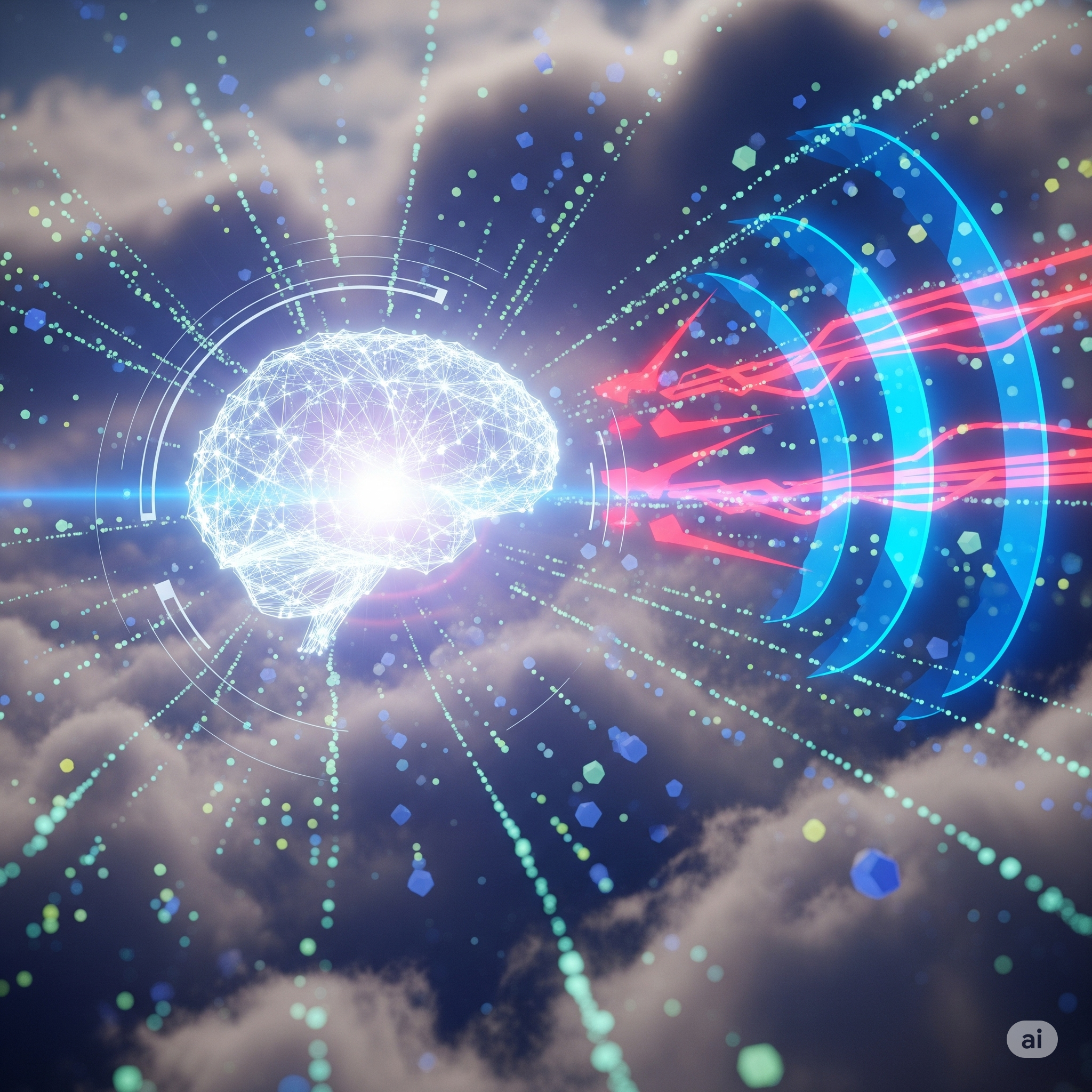 ntelligent AI cloud security system actively protecting data within a cloud computing environment.
