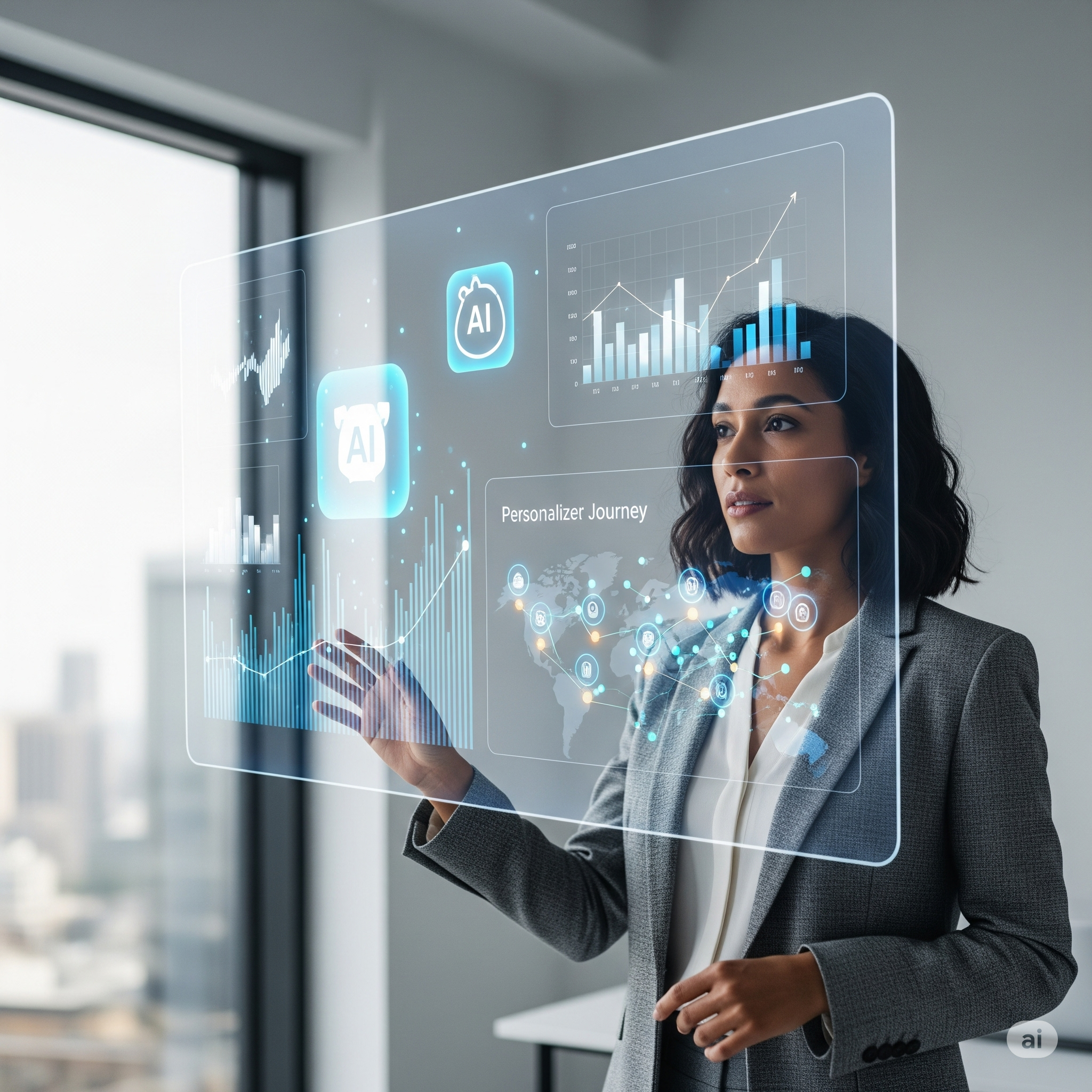 AI financial marketing professional analyzing customer data