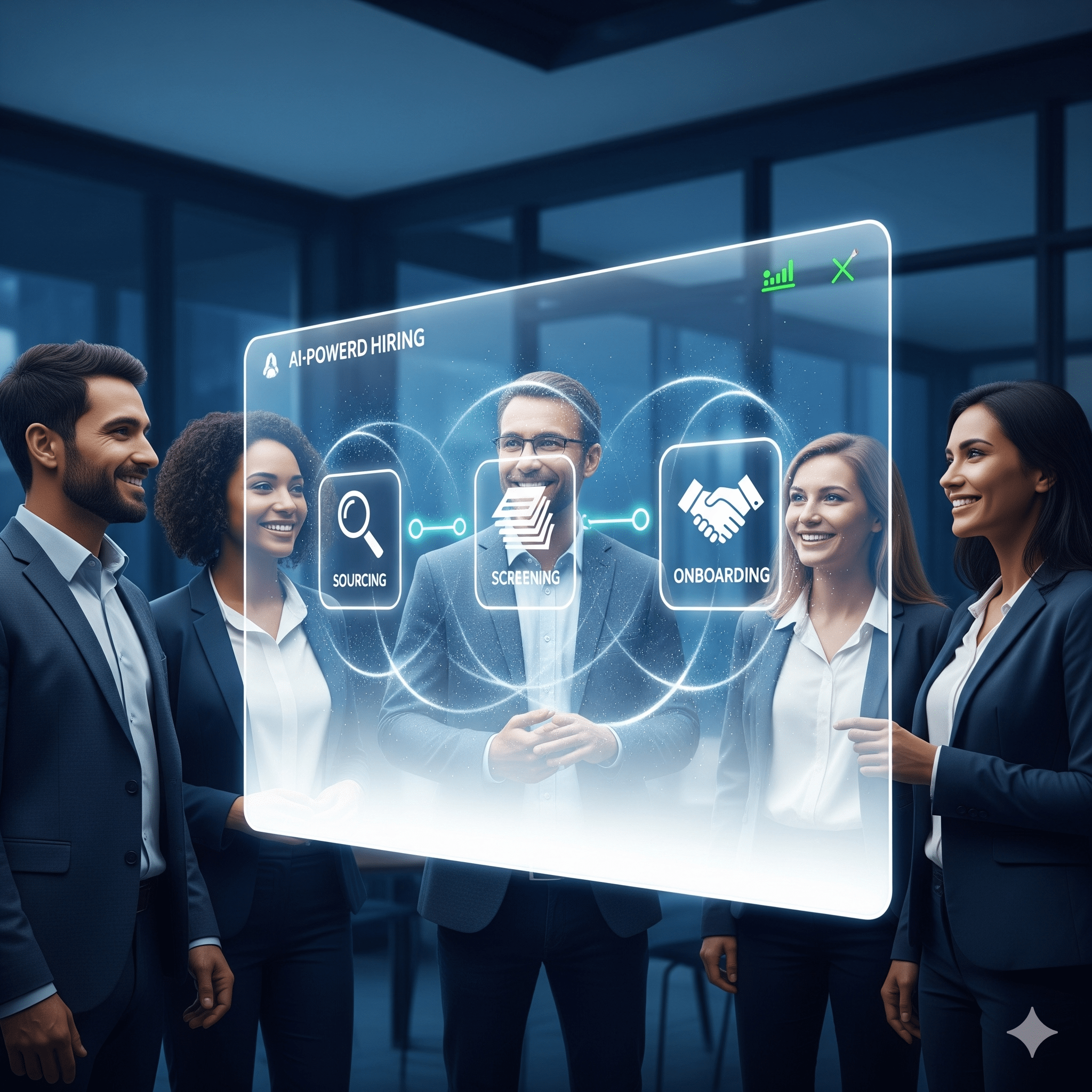 AI recruitment use cases in a modern office