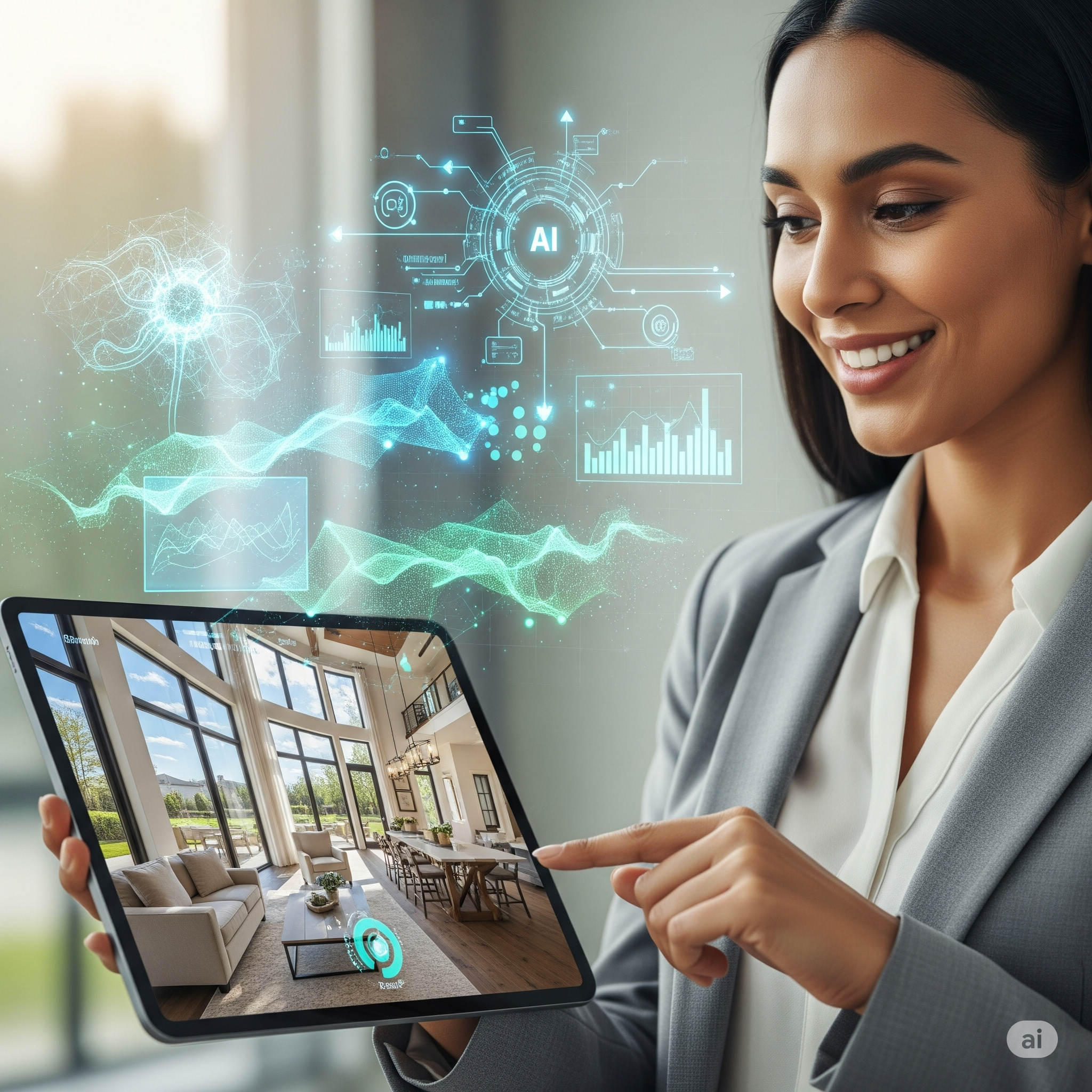 AI real estate marketing with a realtor showcasing a virtual tour