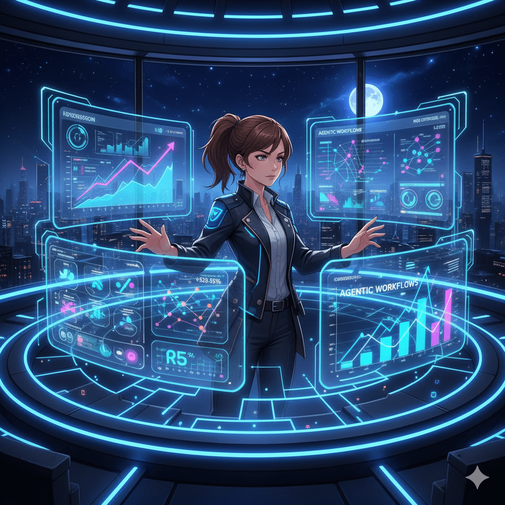 Marketing strategist utilizing advanced ai in digital marketing for predictive analysis.