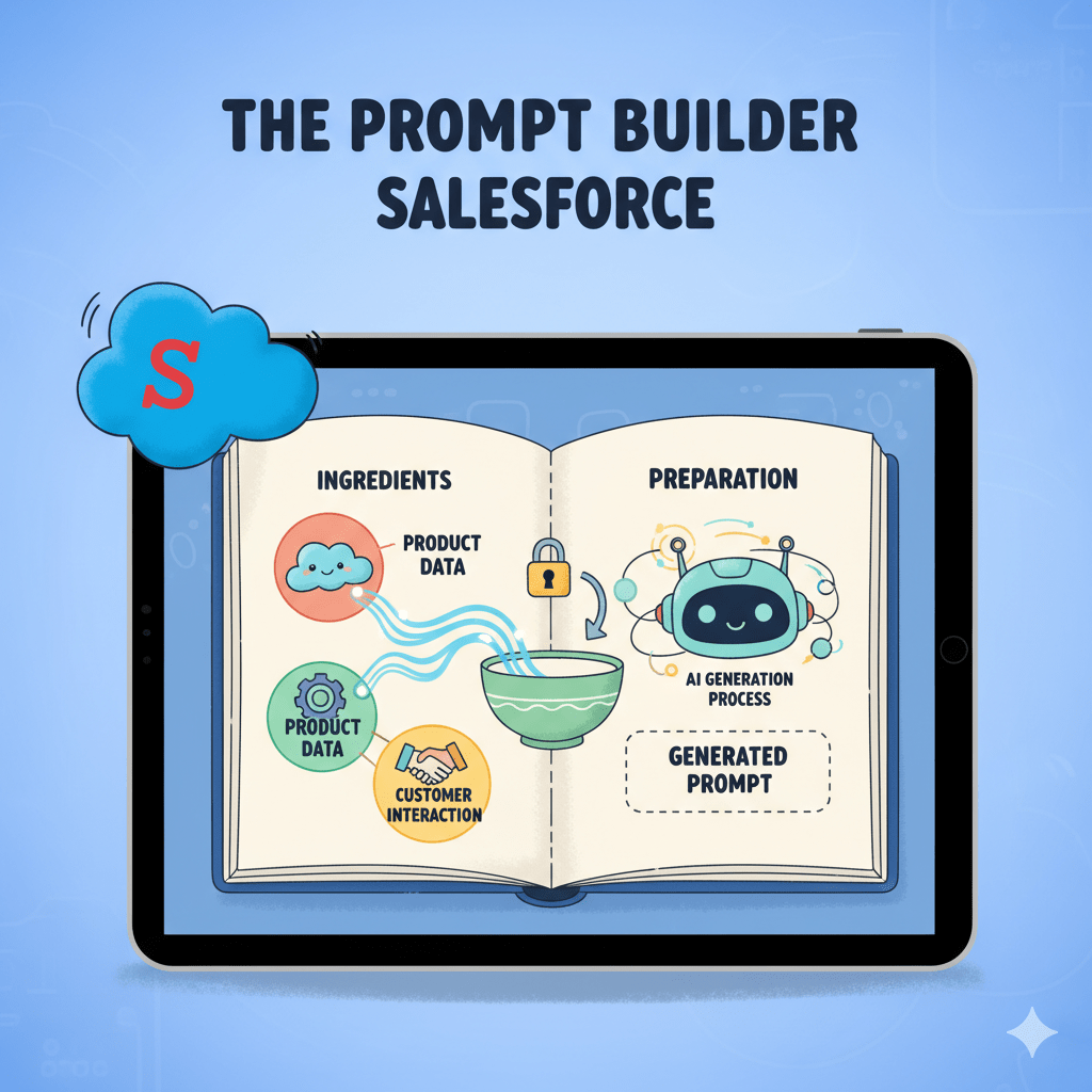 Prompt Builder Salesforce interface showing human-AI collaboration for creators for creative workflow automation