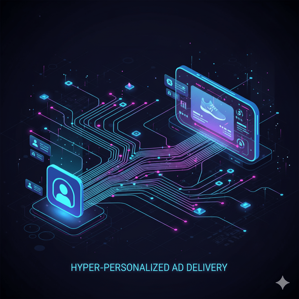 Diagram showing how does Meta use AI for ads optimization and delivery.