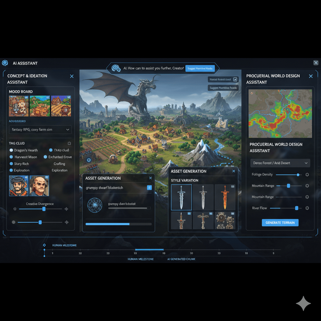 prompt for gaming ui/ux with human-AI collaboration for creators workflow