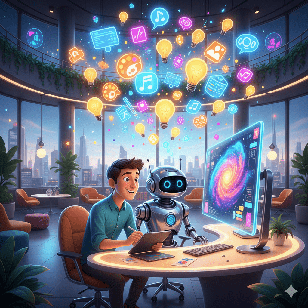 A person and a robot working together, symbolizing human-AI collaboration in new prompt careers.