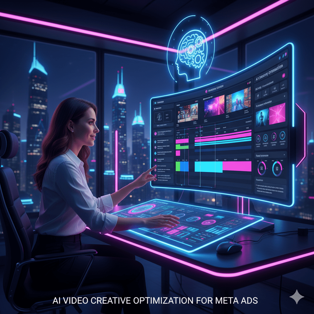 Professional using an ai video editor for meta ads to automate and optimize video creative.