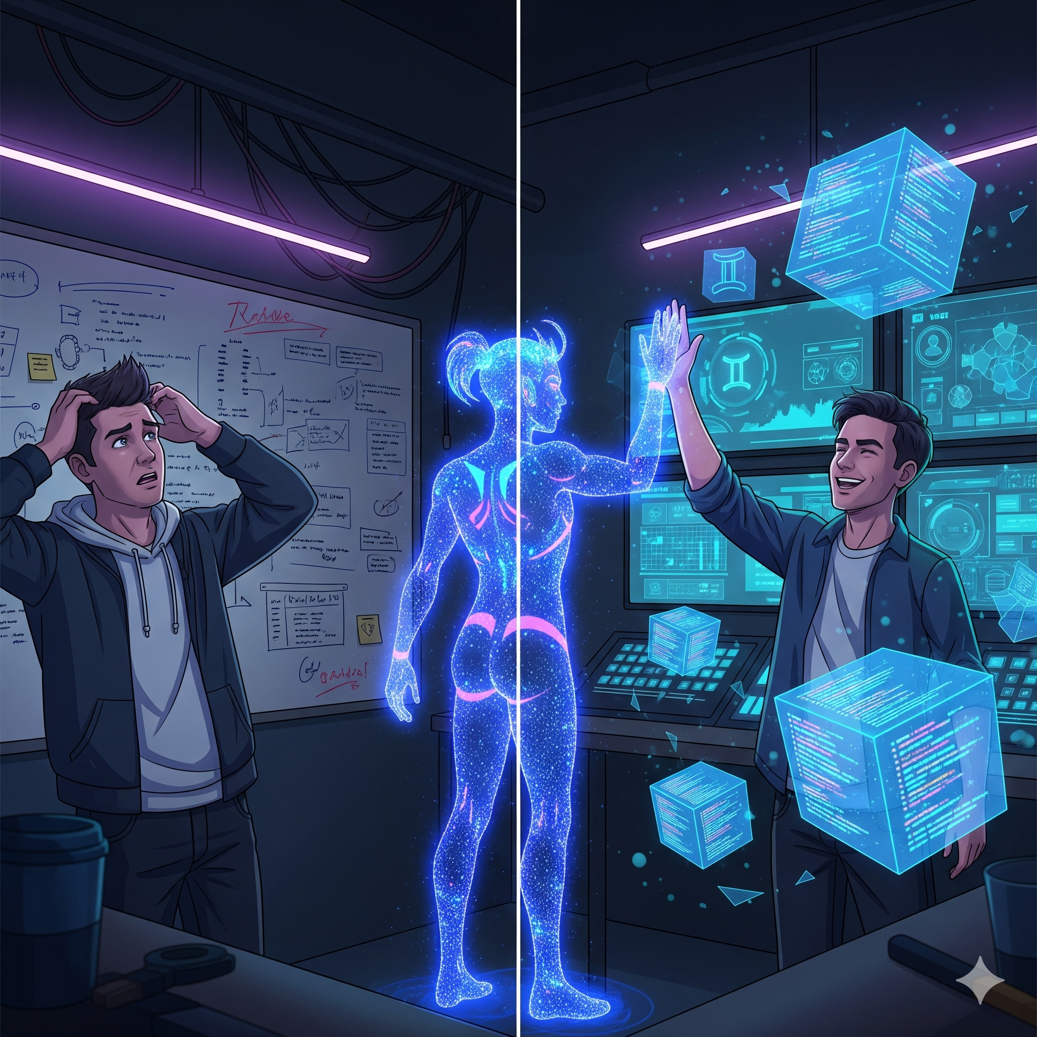 Alt Text: How i build Veer Social SEO App with gemini interface showing code generation and creative workflow automation.