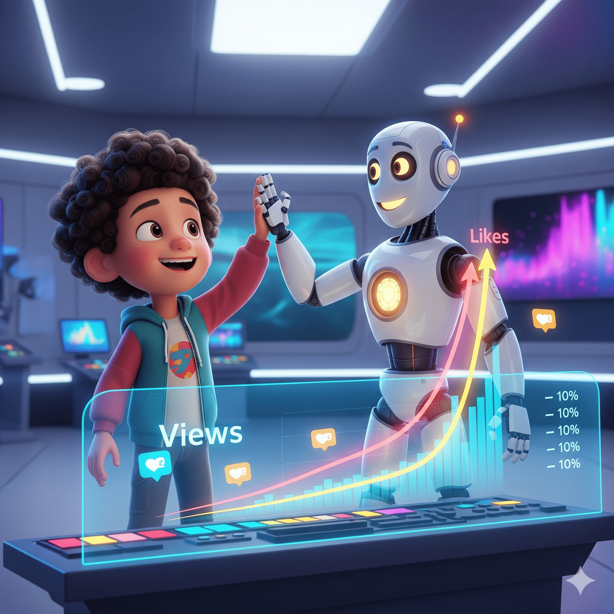 A creator using an App for Social Media SEO to achieve viral growth through human-AI collaboration.