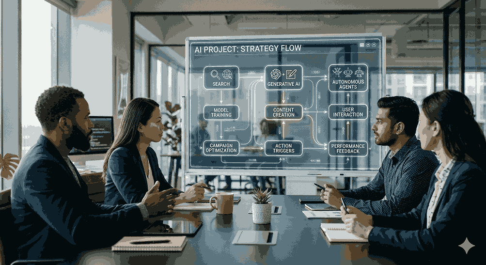 A strategic whiteboard mapping out how to adapt to seo aeo geo and aio differences in 2026 for digital marketing teams.